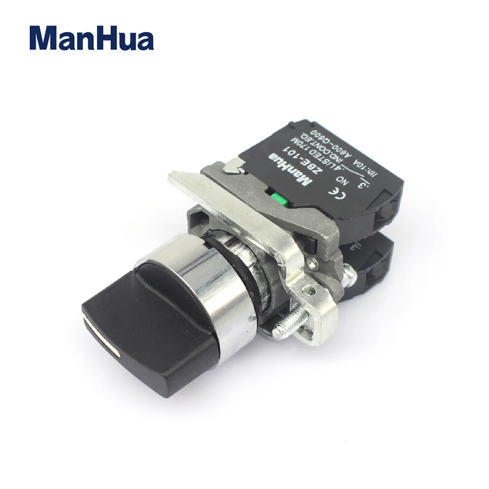 ManHua XB4-BD33 3 way selector switch push button switch  rotary three position 2NO