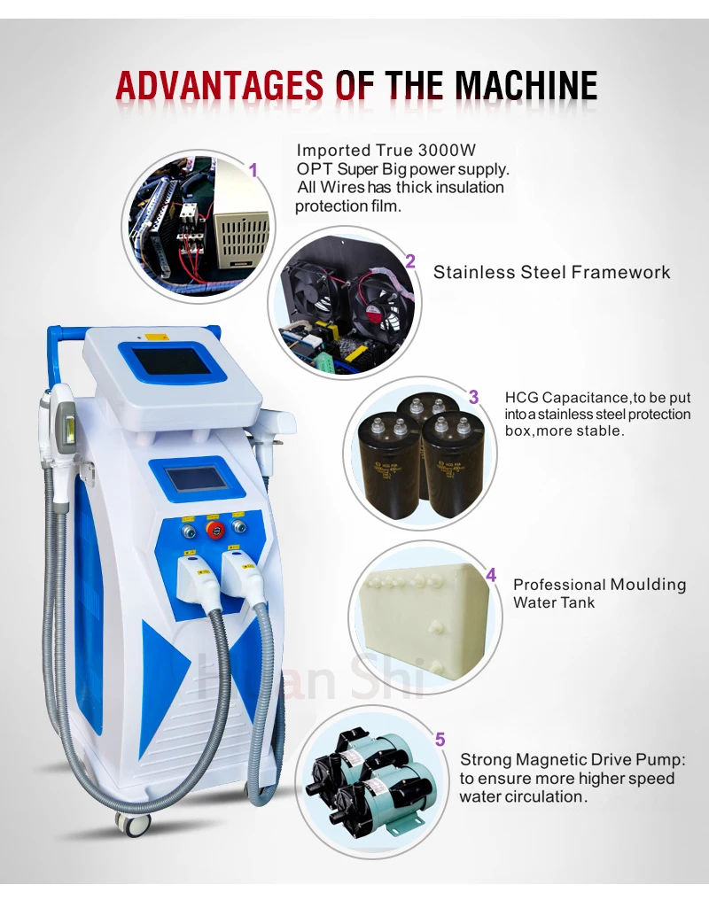 3 in 1 Elight IPL OPT RF ND Yag Laser Tattoo Removal Hair Removal Machine