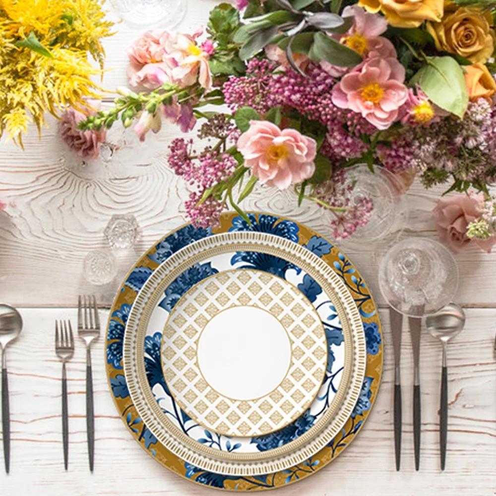 Wholesale Table Ceramic Dinner Plates Fine Bone China Dinnerware Set Supplier Porcelain Wedding Charger