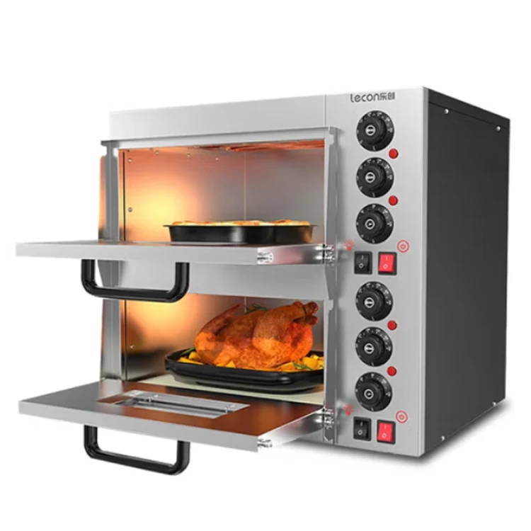 Large Capacity Pizza Oven 12 Inch Electric Oven For Pizza 300 Degrees Oven Double Deck Commercial
