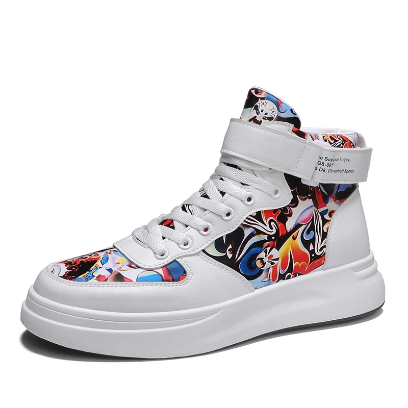 High quality autumn high help Beijing opera mask sports and leisure tide shoes Chinese style fashion street personality shoes