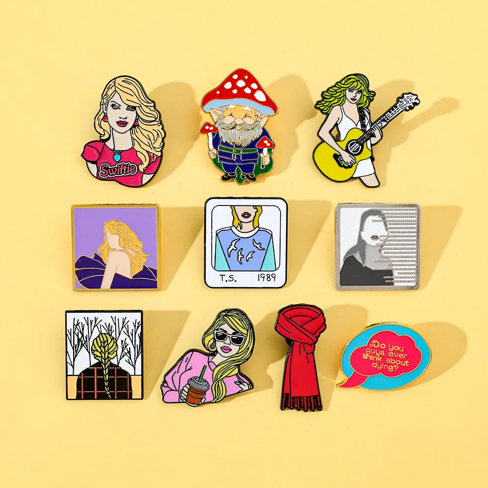 New musical element alloy brooch Female singer album guitar Metal badge accessories Fashion clothing accessories pins