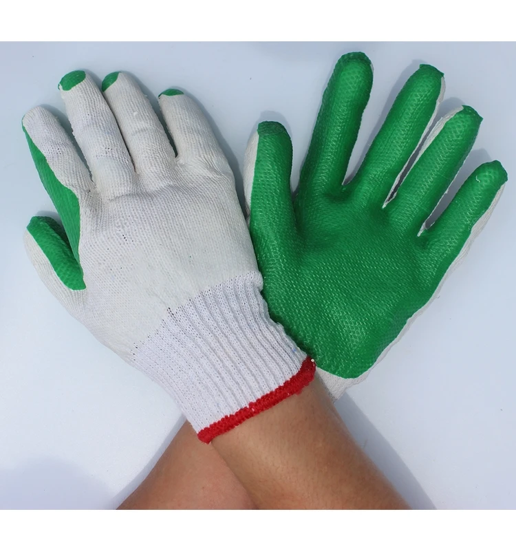 Protective gloves with rubber butyl nylon cotton thread hanging glue waterproof, oil-proof, non-slip and wrinkle latex gloves
