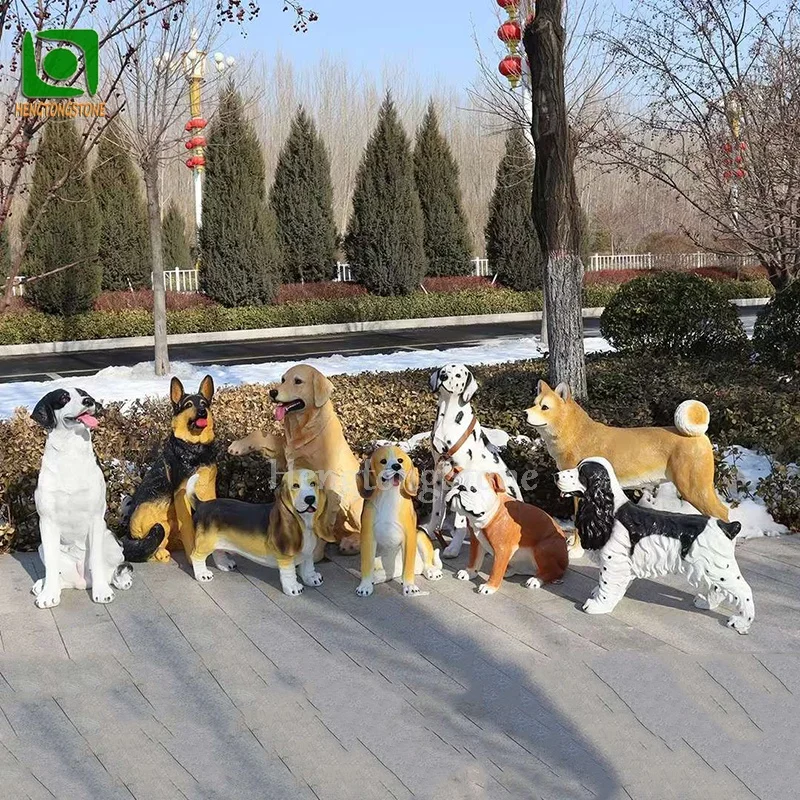 Decorative Life Size Fiberglass Dog Statue Resin Small Animal Statue