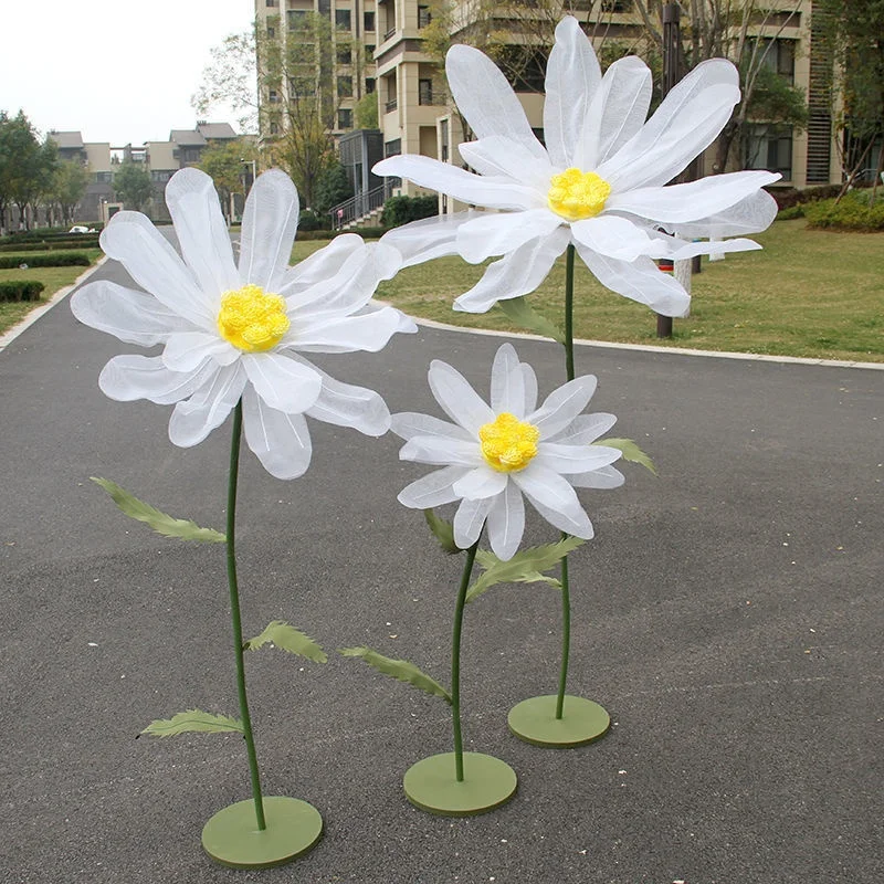 MF-L256decoration flowers wire mesh silk giant daisy stage layout wedding road lead flowers