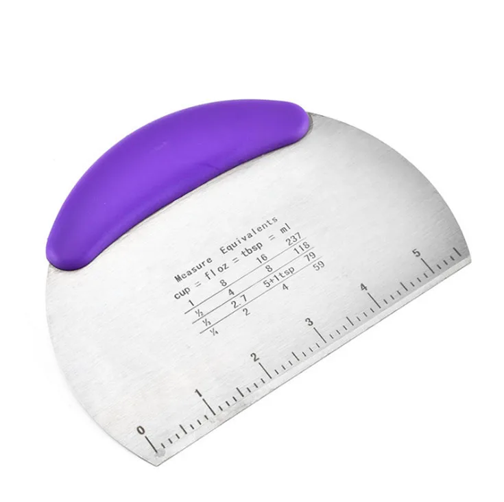 Stainless Steel Dough Scraper Pastry Cutter Bowl Scraper with Measurement Pizza Metal Dough Cutter with PP Handle