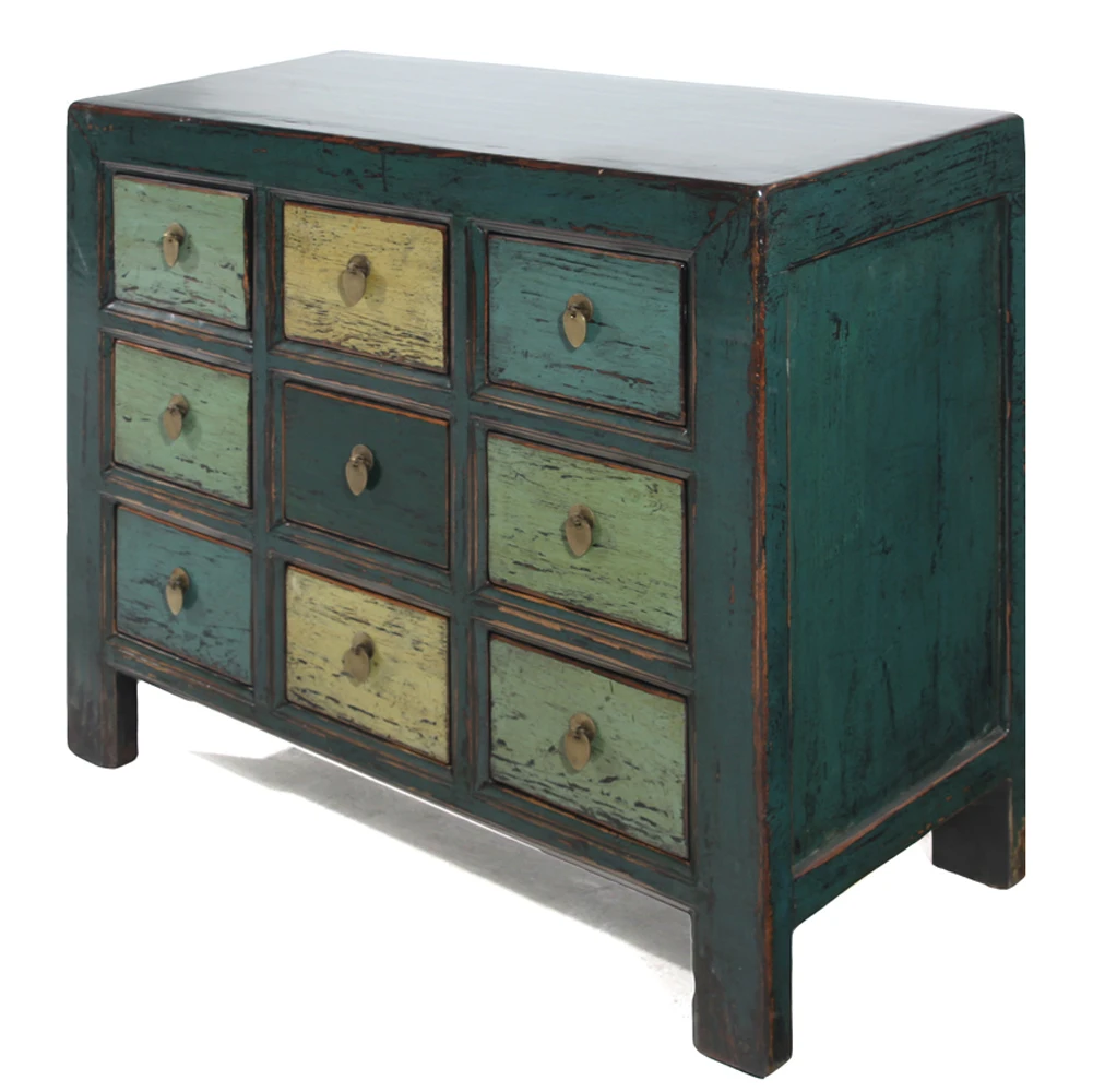 
chinese colorful sideboard solid wooden painted furniture antique furniture bar cabinet drawers storage East Art storage cabinet 
