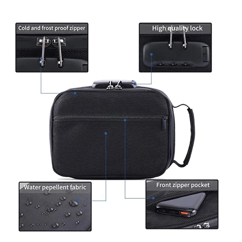 Waterproof Odorless Storage Bag Medicine Organizer Case with Lock Box Travel-Safe Smell Proof Container