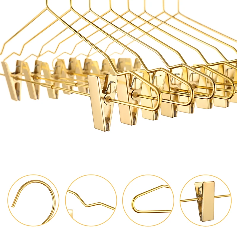 Gold Metal Clothes Hanger with Clothespins Clip for Bra Underwear Lingerie Panties Drying Rack Hanger Hook