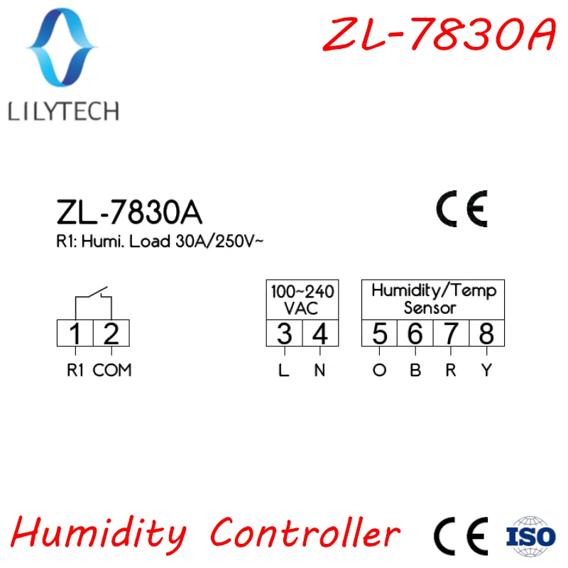 ZL-7830A 30A реле 100-240Vac цифровой контроллер влажности гигростат Humidistat Lilytech DHC-100 +
