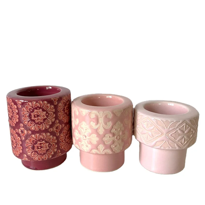 Wholesale Home Decor Custom Stoneware Ceramic Tealight Candle Holder wedding decor candlestick tea light candle holder