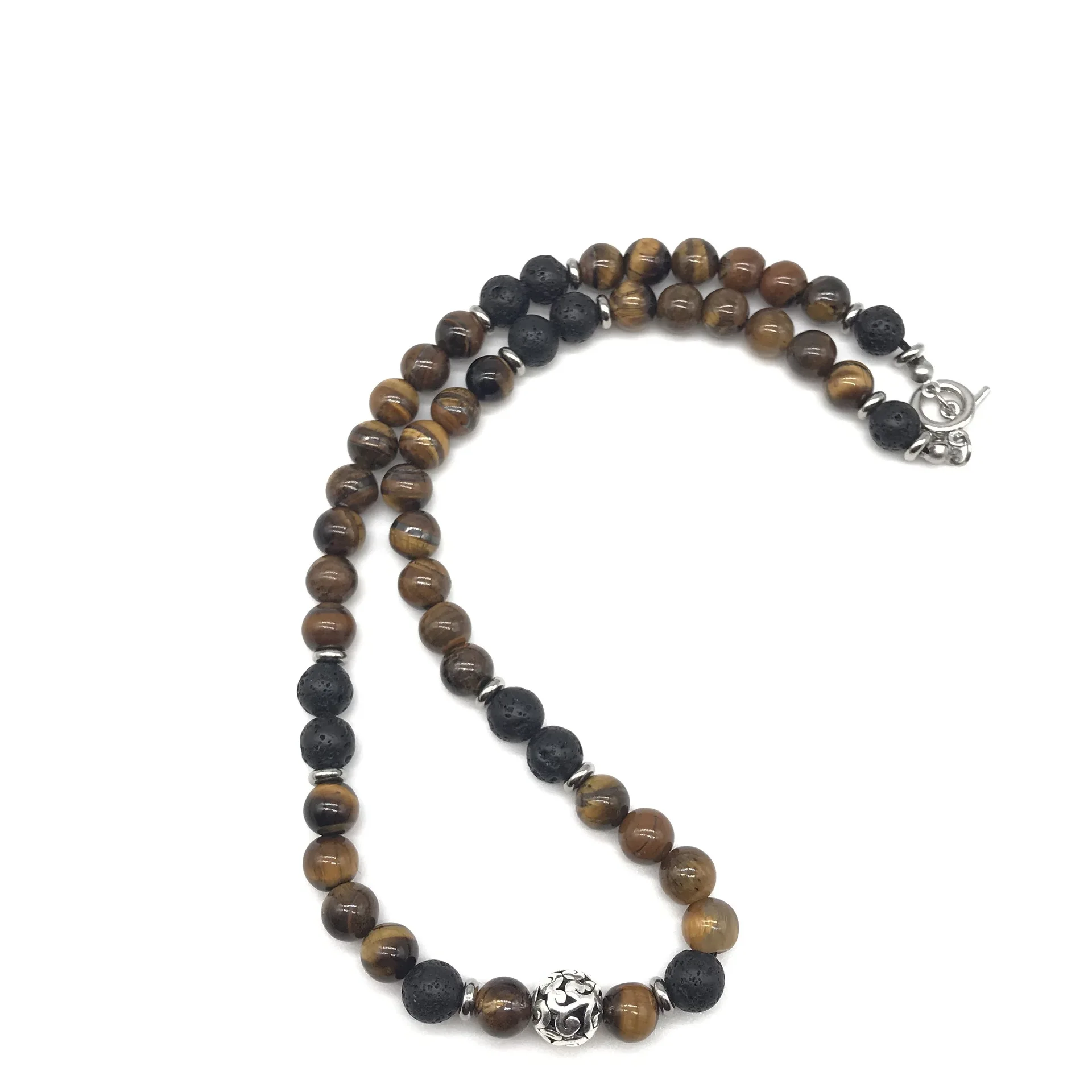 Natural Tiger Eye Stone Chain Natural Stone Necklace Matte Onyx Hematite Beads Stainless Steel Ot Buckle Chokers Necklace