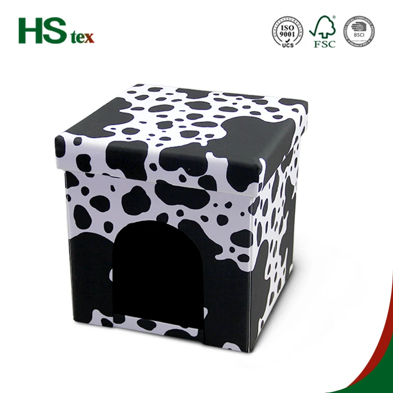 Leopard grain leather dog bed  for small dog  cat bed