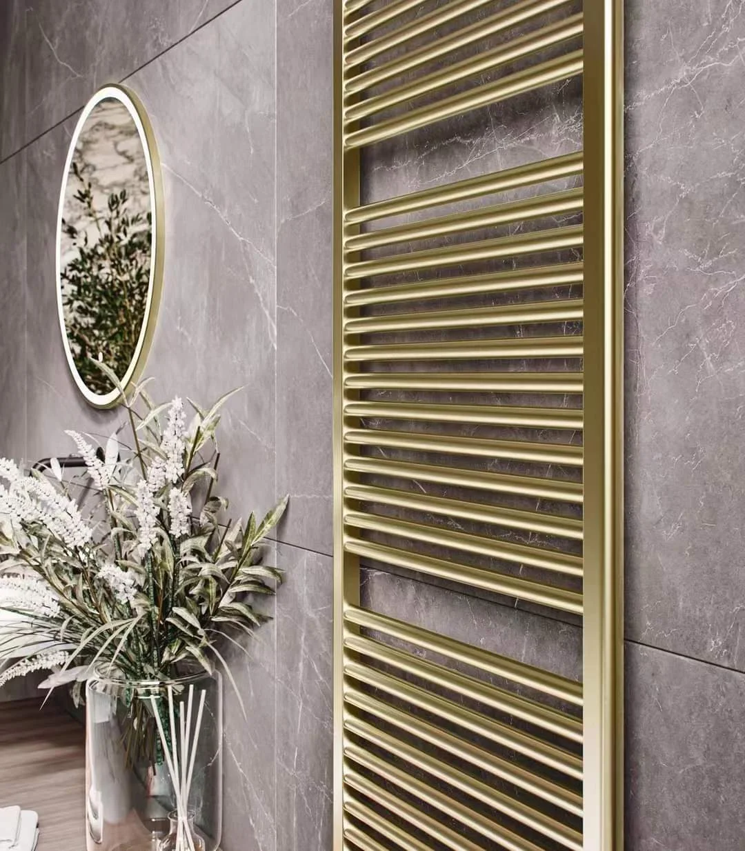 Luxury PVD gold towel radiator Steel House chrome bathroom radiator hot water Heating towel rack