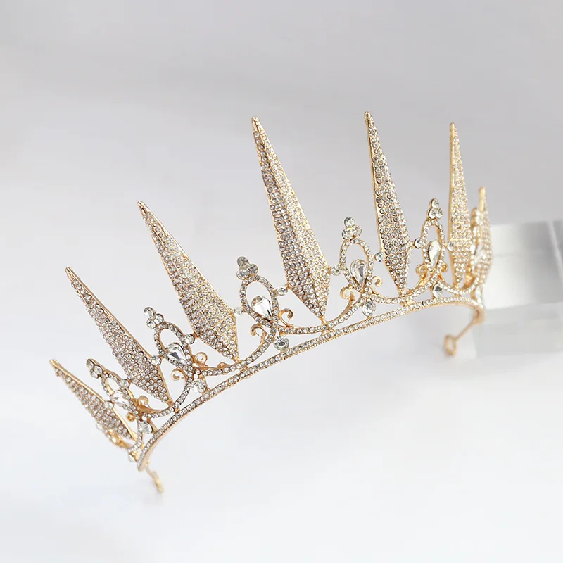 2024 Handmade Bridal Headdress Flower Hair Tiara Wedding Hair Accessories Golden Hair Jewelry Star Princess Crown For Women