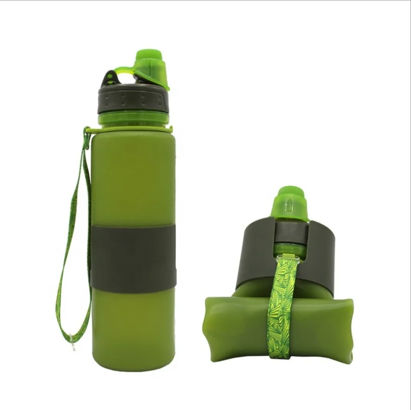 500ml OEM Silicone Collapsible foldable silicone Squeeze Bike Water Bottle Hot sale Approved Travel Cycling Water Bottle