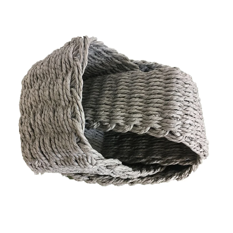 rectangle set3 storage basket woven grey rope basket