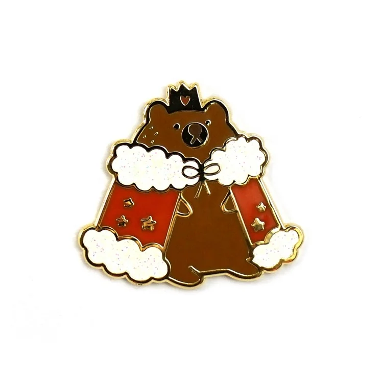 VastPins Souvenir Custom Cute Gifts Santa Claus Candy Bear King Red Glitter Metal Badges Lapel Christmas Pin Hard Enamel Pin