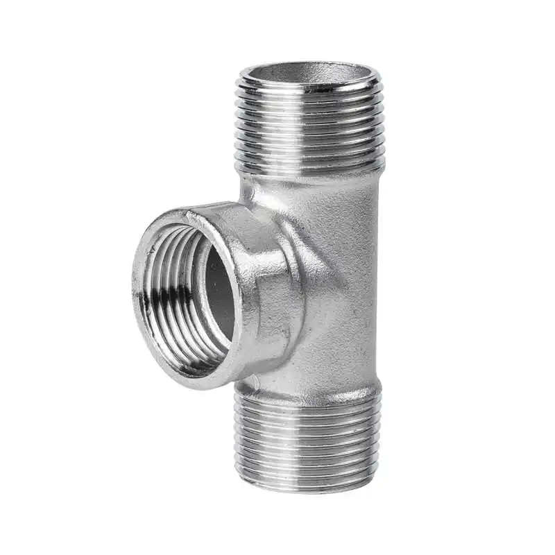 304 stainless steel tee water pipe joint outside and inside wire tee 46 minutes 1 inch direct through thread fittings