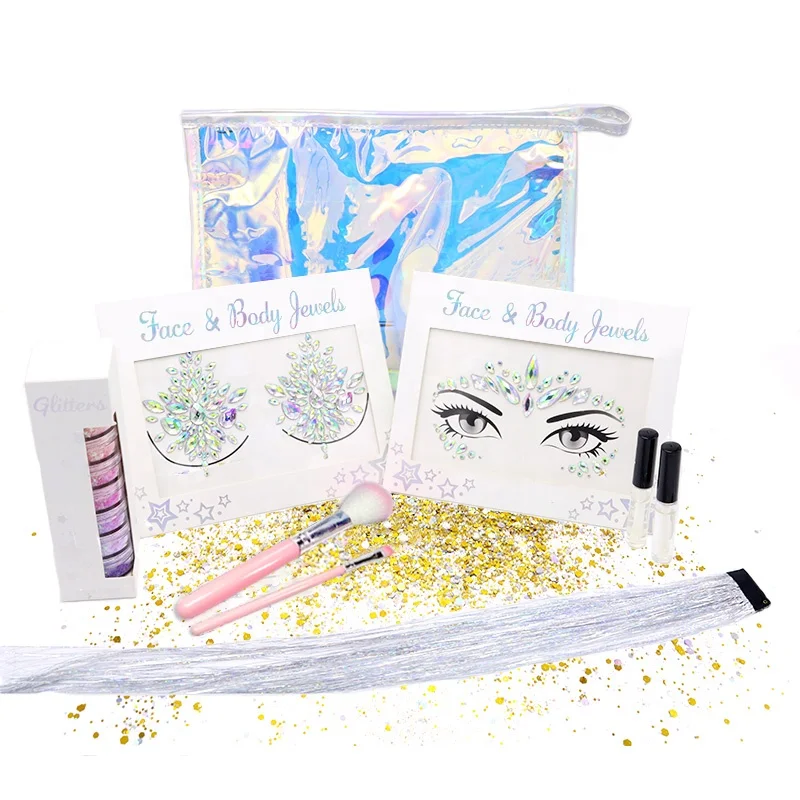 Tattoo Hair Gem Stickers Rhinestone Hair Jewels Stickers Wholesale Self Adhesive Face Eye Crystal for Party Makeup Acrylic