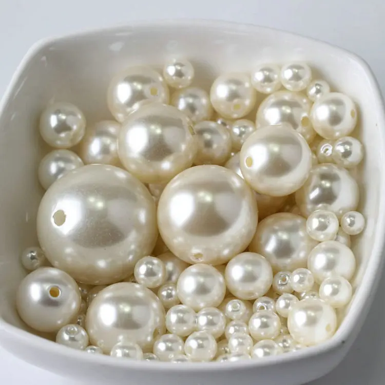 3/4/5/6/8/10/12/14/16/18/20 MM Plastic White Pearl Beads DIY Wholesale Jewelry Making Loose Beads 500 Grams