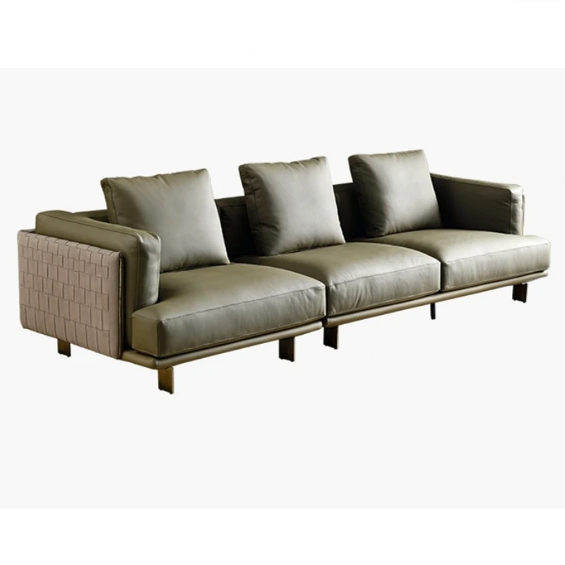 PALISI High quality High end Italian Leather Sofa Set Furniture Modern 4 seat Genuine leather couch set living room