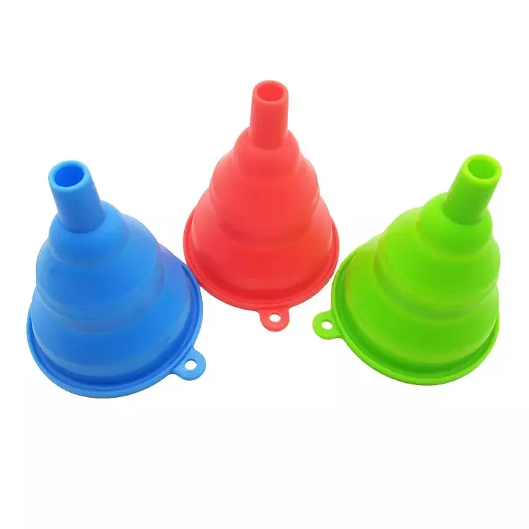 Kitchen Portable Mini Wide Mouth Power Liquids Food grade Silicone Folding Collapsible Oil Funnel