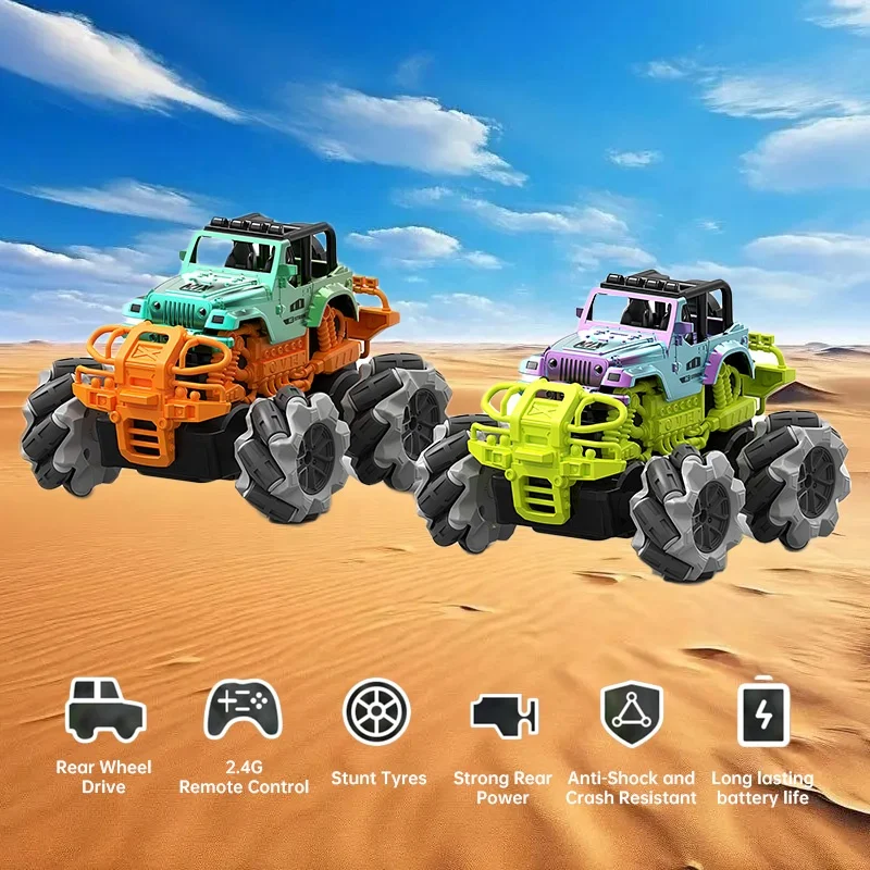 AiJH Fun RC Racing Drift Stunt Car With Charging Light USB Cable Included Remote Control Car  For Kids