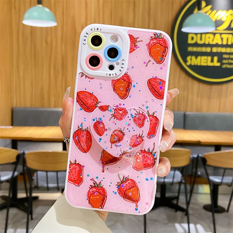 Love Heart Holder Stand Soft Clear Phone Case For Iphone 13 11 12 Pro Max Xr X Xs Max 7 8 Plus Cute Cover