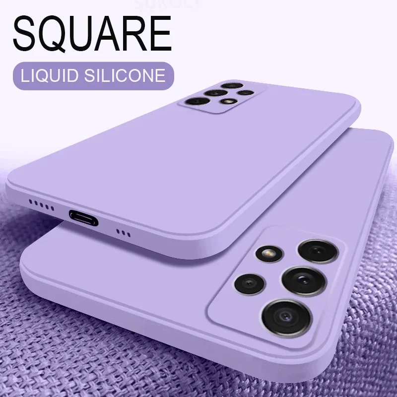 Square Liquid Silicone Case For Samsung Galaxy S21FE S20 S10 S9 S8 Plus A52 A72 A50 A70 A51 A71 A31 A21S Note 20 Ultra 10 Cover