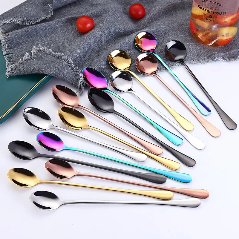 
 18/0 ложка из нержавеющей стали с длинной ручкой, ложка для перемешивания чая, кофе, коктейлей  