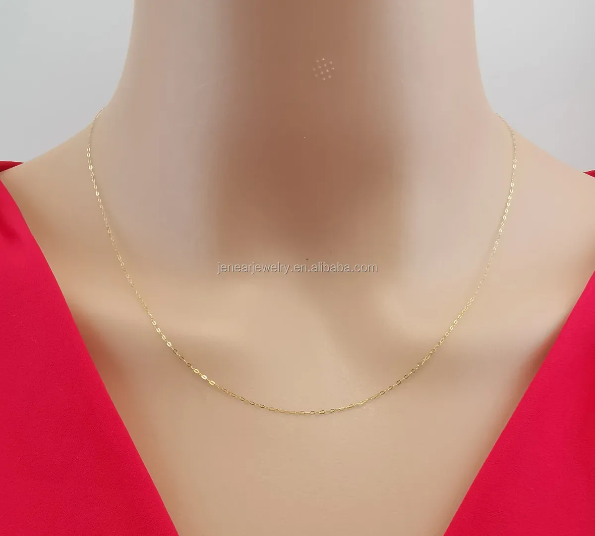 
Genuine 18K solid real yellow gold chain necklace O shape cross AU750 necklace fully gold chain 1.5mm wide 
