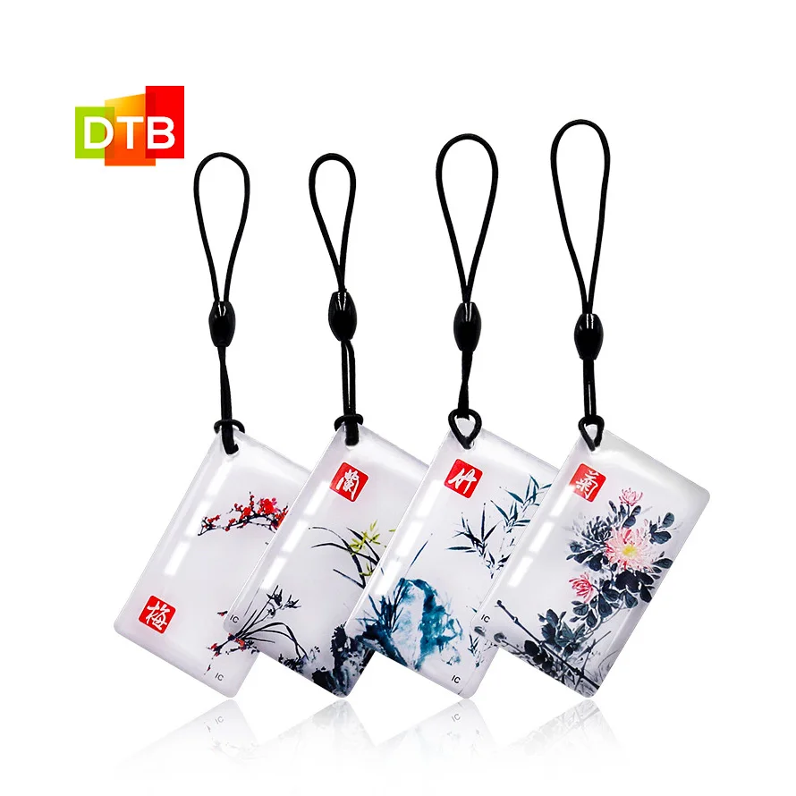 Custom Small Pendant  Rfid Nfc Keychains Rewritable Crystal Glue Epoxy Access Card