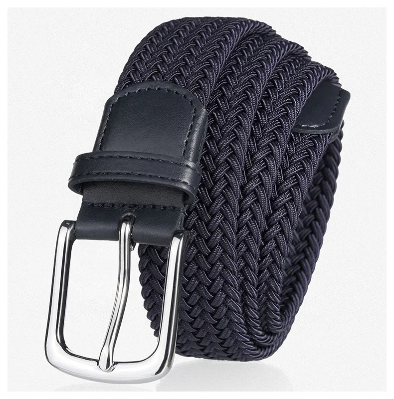 Wholesale Knit Web Weave Woven Cotton Golf Polyester Fabric Unisex Adjustable Women Men Elastic Braided Stretch Belt
