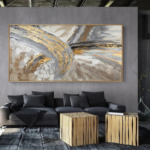 Hot Selling Wholesale Abstract Gold Foil Wall Pictures artwork frame hand painted art oil painting canvas
