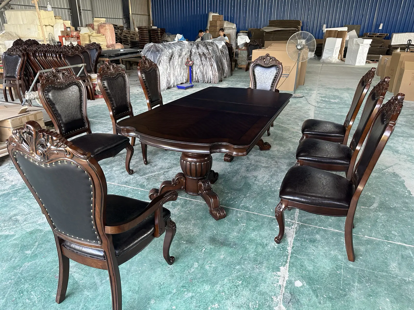 Rectangular Linear Solid Wood Kitchen Dining Table with Strong Frame, Industrial Large Long Dining Room Table for Big Family