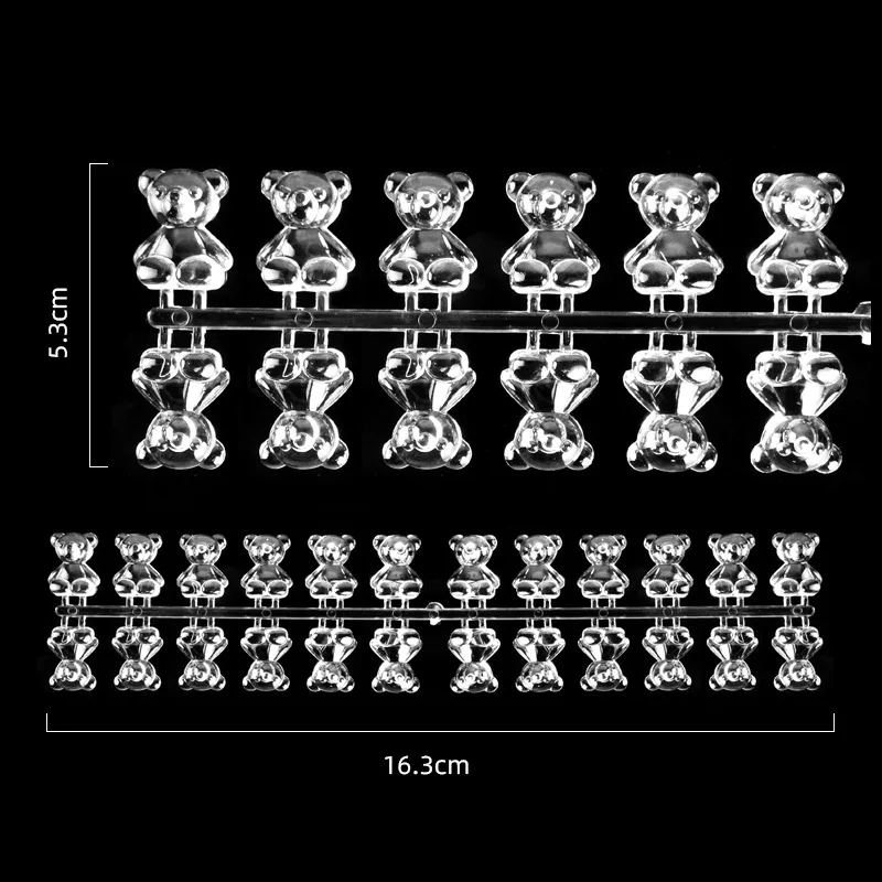 120pcs Cute Transparent Bear Display Shelf Nail Polish Acrylic UV Gel Showing Color Card Flat Bottom Nail Tips Display Board