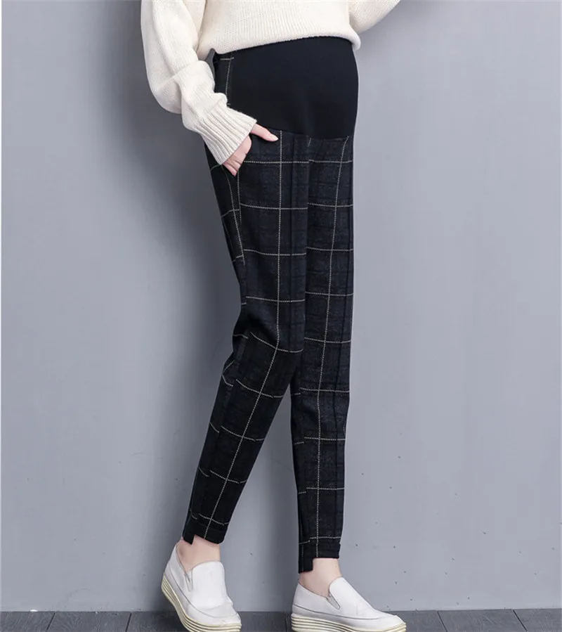 
Autumn fashion plaid loose casual harem long maternity pants 