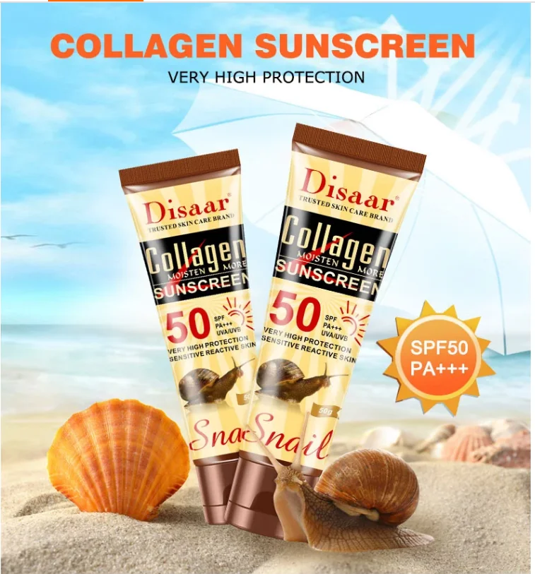 Органический солнцезащитный крем для лица, отбеливающий лосьон с spf 50, коллаген, улитка, защитный крем для кожи, увлажняющий солнцезащитный крем