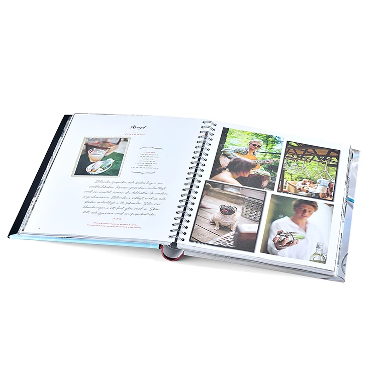 Food Book Hardback Cover Print Hidden Cloth Round Ridge Wire O Sprial Hardcover Printing