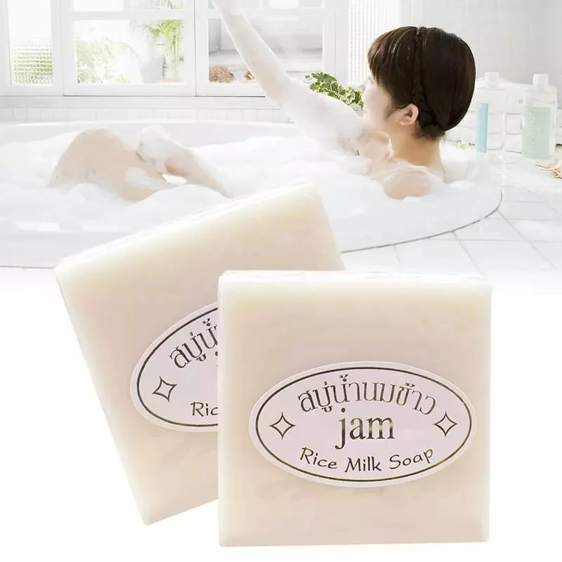 100% Jam Rice Milk Soap Skin Whitening Moisturizing Essential Oil Soap 65g Adults Female Toilet Soap 3 Years 100 % Pure Nature
