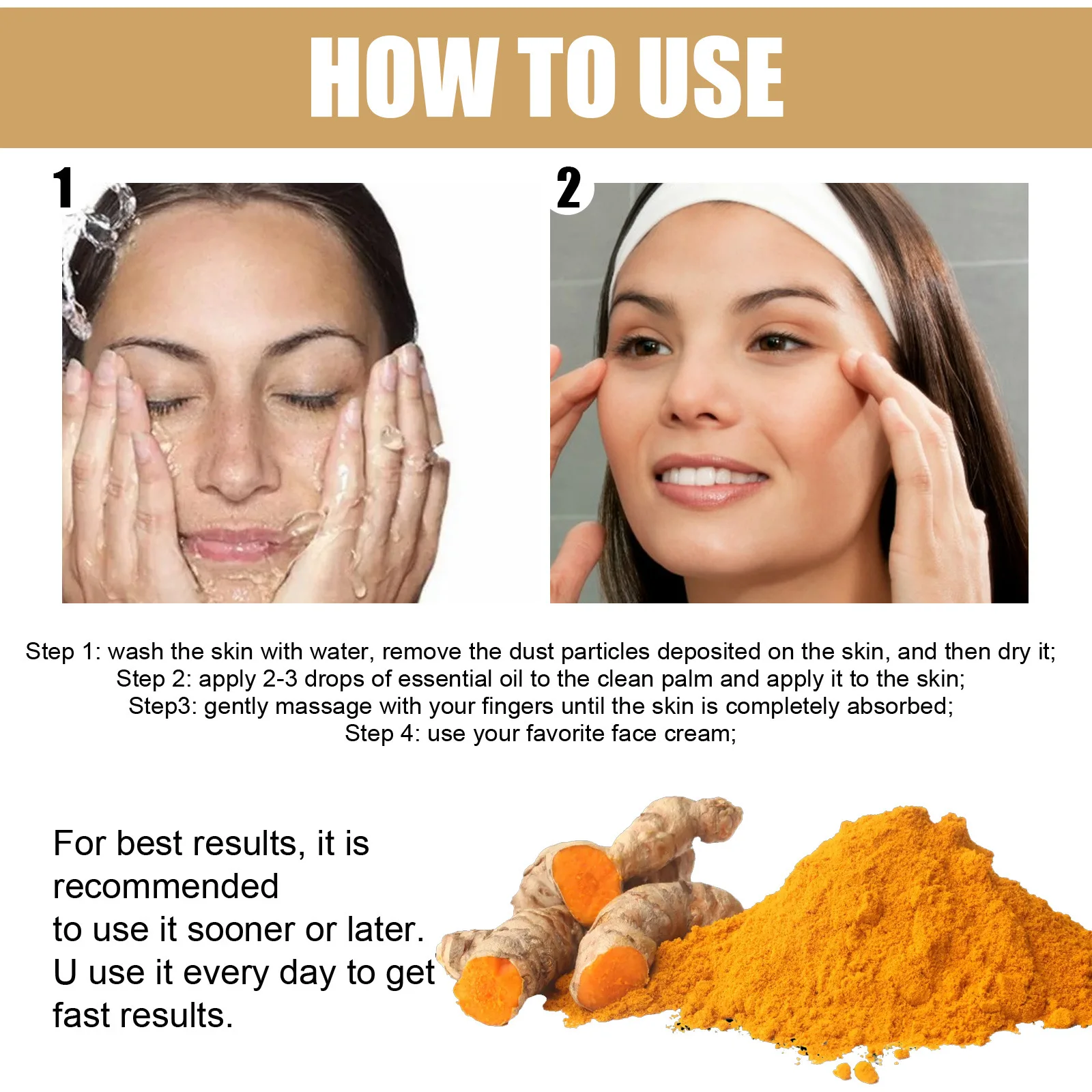Skin Care Glow Lightening Whitening Essence Acne Pimple Removal Dark Spot Face Oil Turmeric Serum Facial Essence