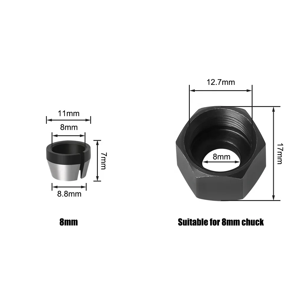 WEIX Hot-Selling Fast-Delivery Service Trimmer Collet Chuck 6/6.35/8mm Milling Cutter Adapter Chuck