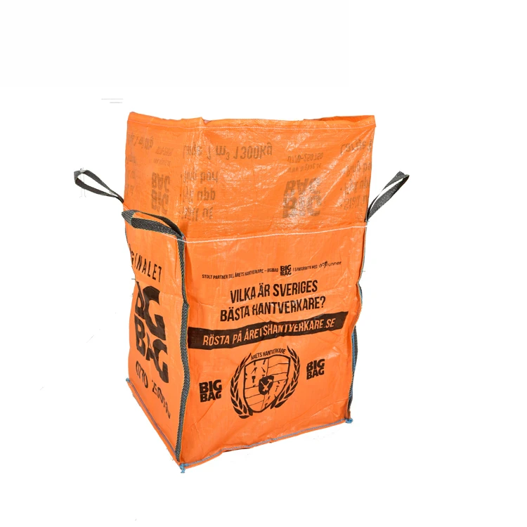 EGP Jumbo Bag Big Bags Scrap PP 500kg 1000kg Top White Skirt Cross Flat Color Printing Feature Weight Bottom Loop Safety Materia