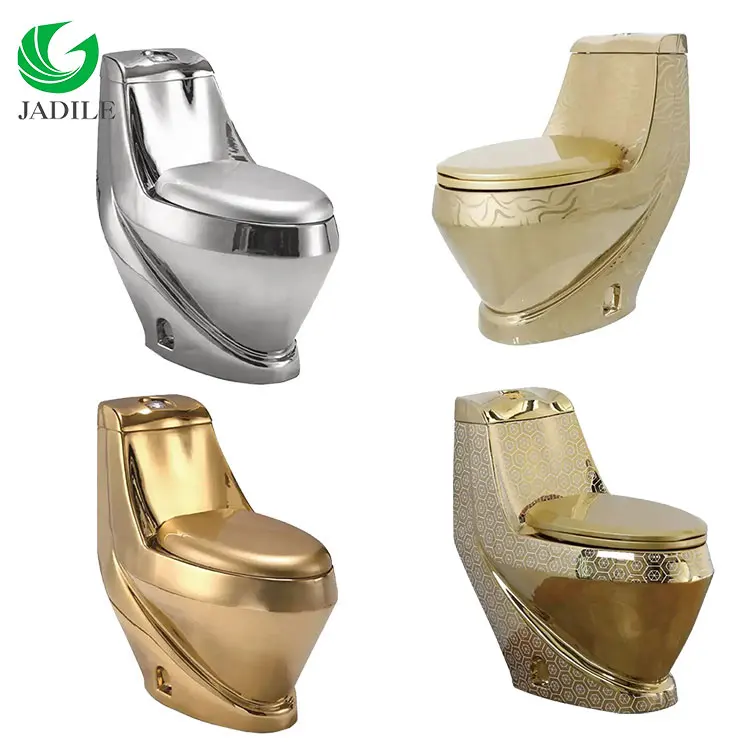 New Model Porcelain Toilet Guangdong Sanitary Equipment Toliet Seat Pushbutton Flush Commode Gold One Piece Toilet