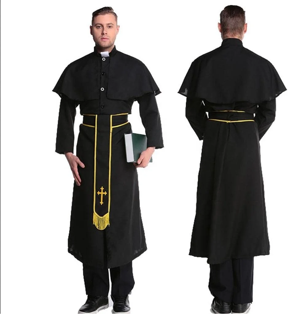 Halloween Performance Wear Religious Missionary Costume Priest Uniform Fancy Nun Dress Church Pastor Robes Medieval Clothing