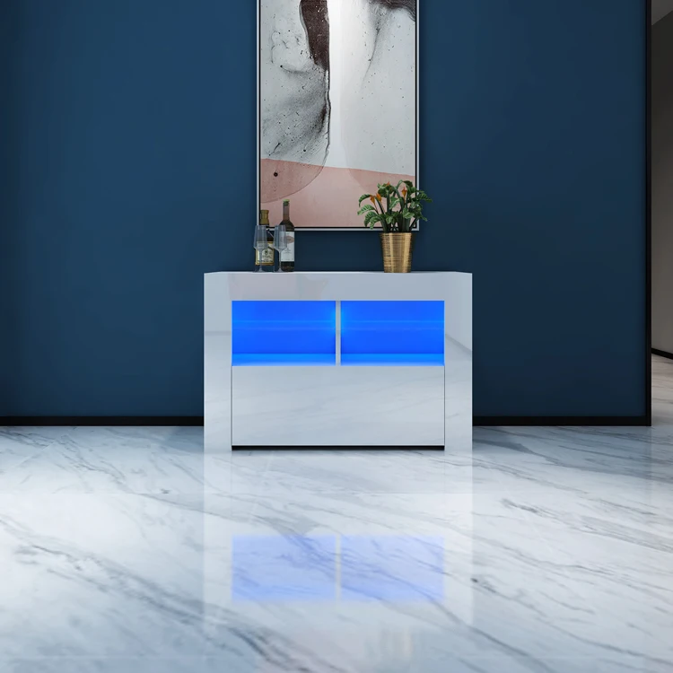 Blue LED light simple UV High Gloss TV stand LED light TV wall cabinet wood TV cabinet  Living Room Furniture