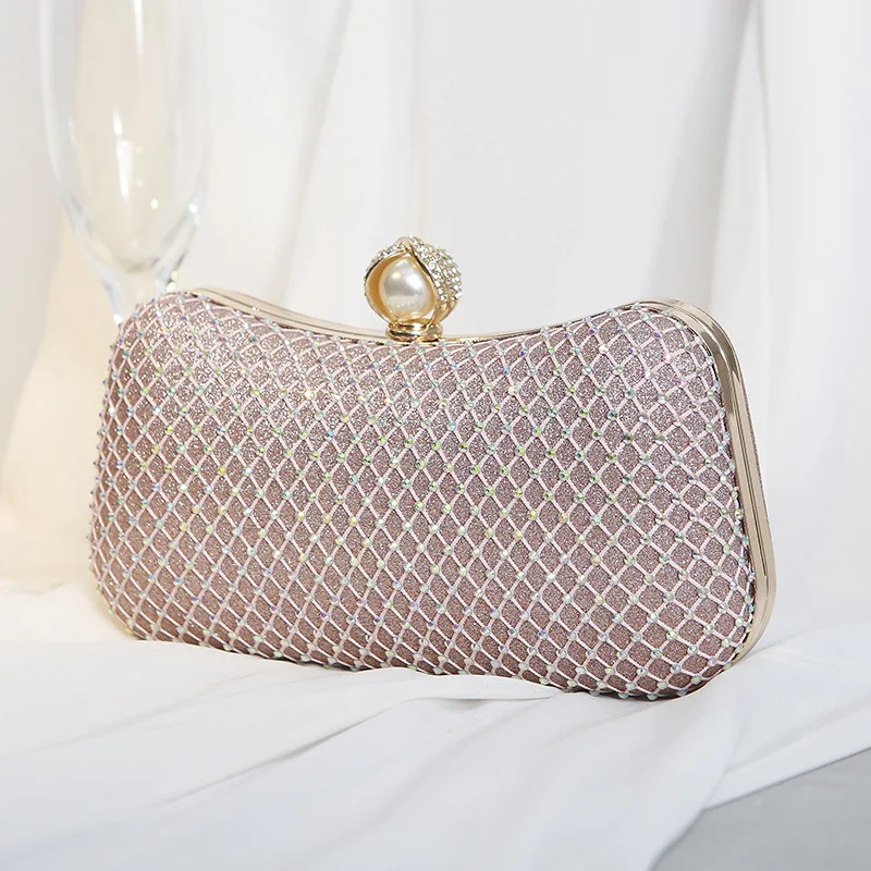 New Dinner Purse Retro Mesh Diamond Banquet Women Hand Bag Messenger Evening Bag Ladies Bridal Metal Clutch Bags