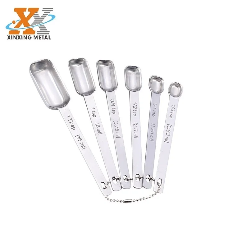 Custom Eco Friendly Stainless Steel Kitchen Teaspoon 5Ml Measuring Spoon Set Of 6