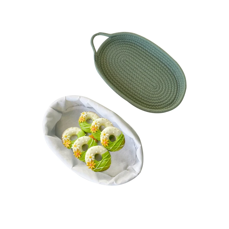 Large Cotton Rope Bread Basket with Removable Liner and Cover Bread Serving Set for Homemade Sourdough Bread